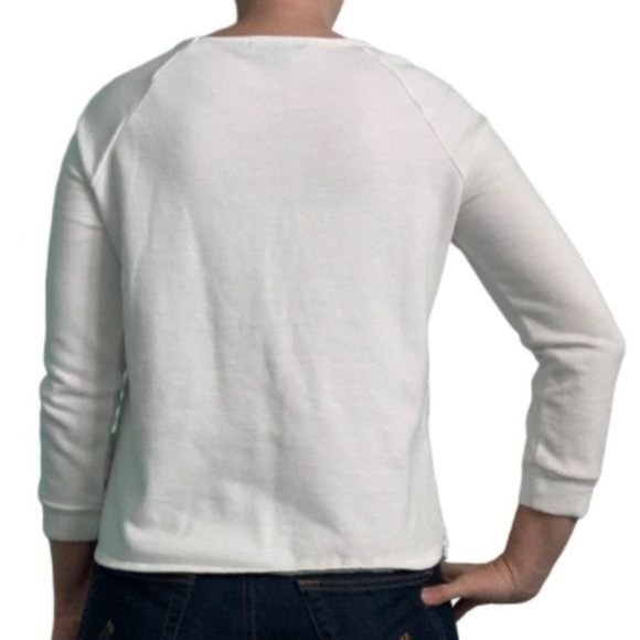 Adrianna Papell Lace Crewneck Ivory Sweatshirt - Picture 2 of 5